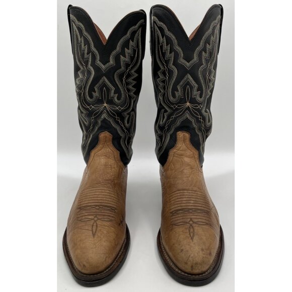 Lucchese 2000 Men’s Size 8D Black Tan Ostrich Leather Western Cowboy Boots - Picture 2 of 14